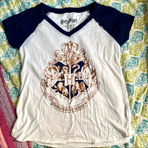 Harry Potter Hogwarts Crest & Motto Raglan T-Shirt - Picture 9 of 10